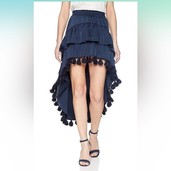 MISA Los Angeles High-Low Tassel Skirt – Navy – Size L GUC. Cover up or skirt - Picture 2 of 2